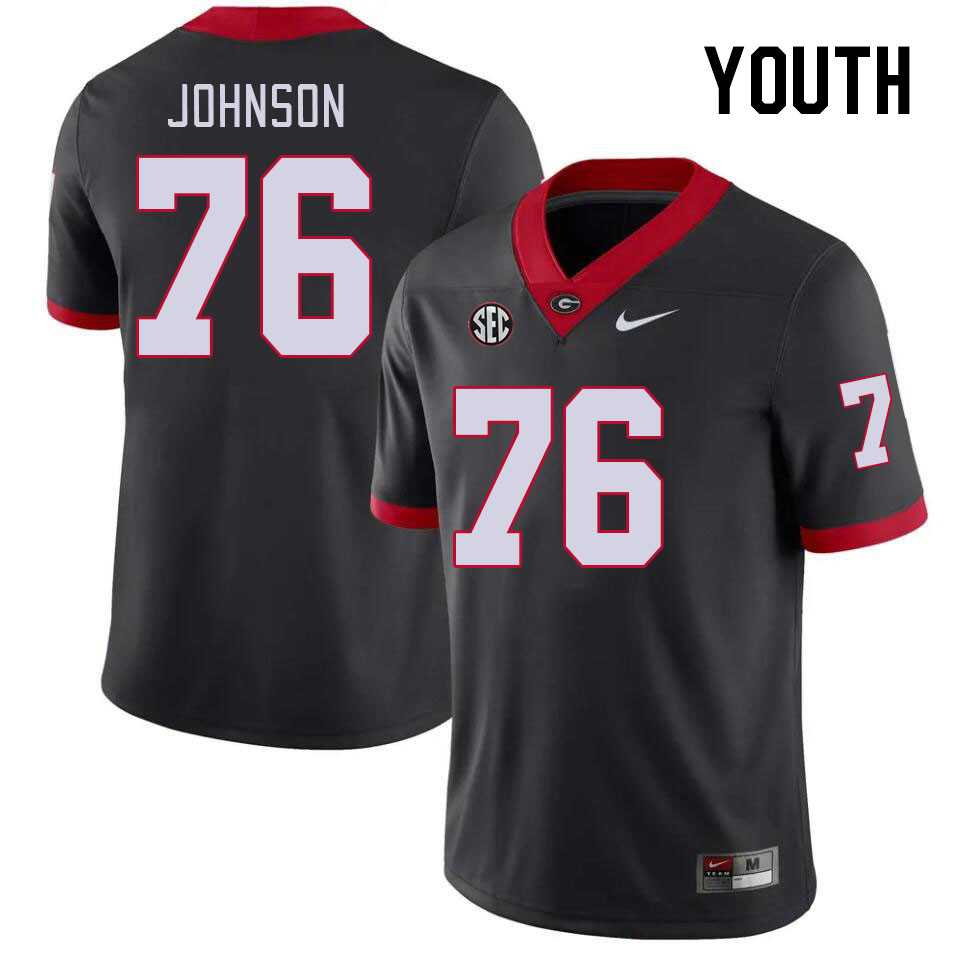 Georgia Bulldogs Youth Miles Johnson #76 Black Stitched College UGA Football Jersey 23OS017KG